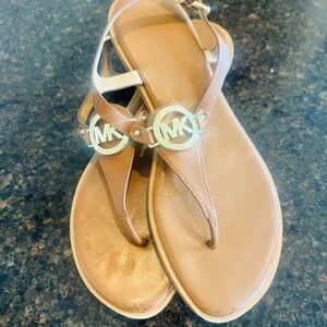 Michael Kors Brown Sandals with Gold Accents